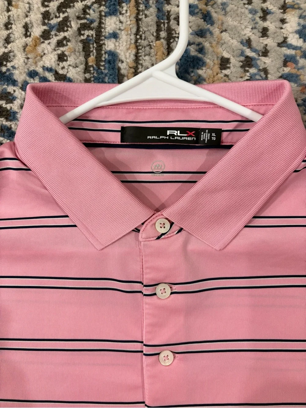 Ralph Lauren Pink Polo with Navy and White Stripes